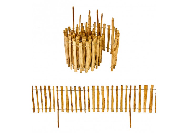 Staketenzaun mit Pfosten aus Haselnuss | Höhe: 35cm Länge: 5m