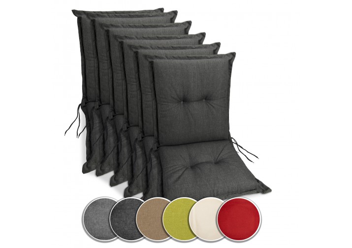 6 Stück Gartenstuhlauflagen Niedriglehner 100x50x9cm viele Farben zur Auswahl