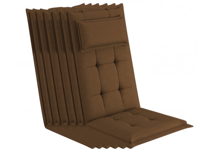 6 Stück Gartenstuhlauflagen 120x50x9cm mit abnehmbarem Kopfpolster