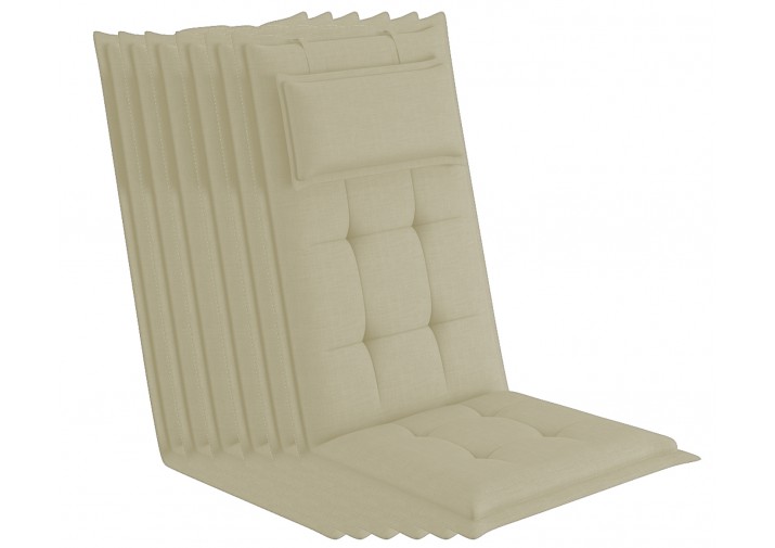 6 Stück Gartenstuhlauflagen 120x50x9cm mit abnehmbarem Kopfpolster