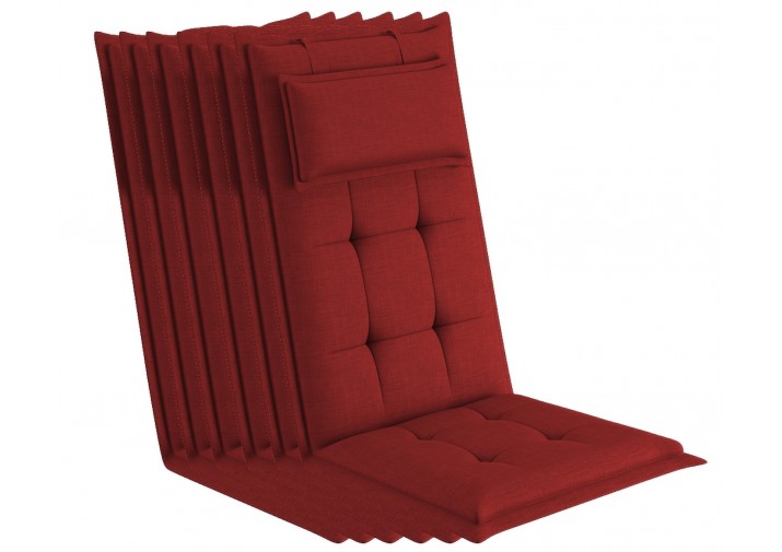 6 Stück Gartenstuhlauflagen 120x50x9cm mit abnehmbarem Kopfpolster