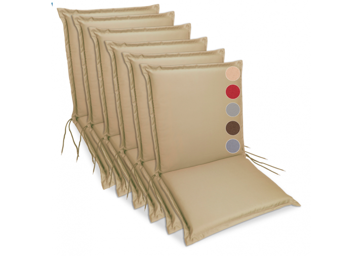 6 Stück Gartenstuhlauflagen Niedriglehner 100x50x9cm
