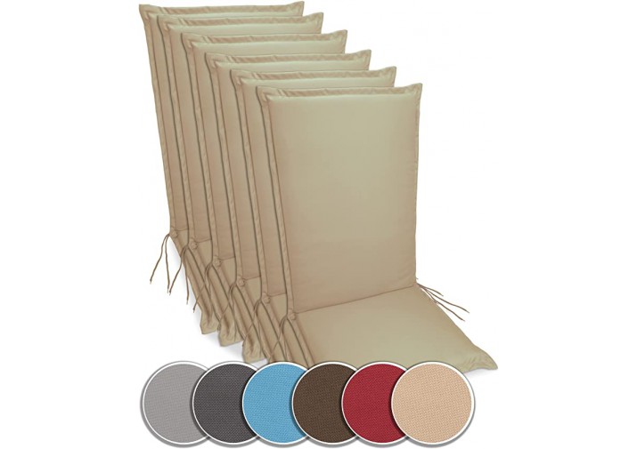 6 Stück Gartenstuhlauflagen Hochlehner 120x50x9cm