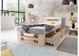 Palettenbett M2 aus Holz 80 x 200 cm mit Kopfteil und 2 Bettkästen