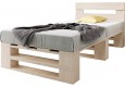 Palettenbett M2 aus Holz 120 x 200 cm mit Kopfteil und 2 Bettkästen