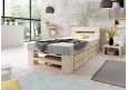 Palettenbett M2 aus Holz 120 x 200 cm mit Kopfteil und 2 Bettkästen