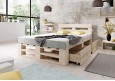 Palettenbett M2 aus Holz 160 x 200 cm mit Kopfteil und 2 Bettkästen