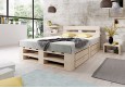 Palettenbett M2 aus Holz 160 x 200 cm mit Kopfteil und 2 Bettkästen