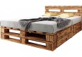 Palettenbett M2 aus Holz 160 x 200 cm mit Kopfteil und 2 Bettkästen