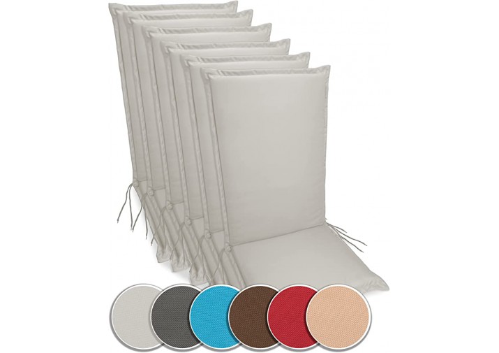 6 Stück Gartenstuhlauflagen Hochlehner 120x50x9cm