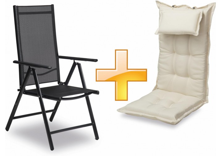 Set Gartenstühle mit Gartenstuhlauflagen Hochlehner | 120x50cm