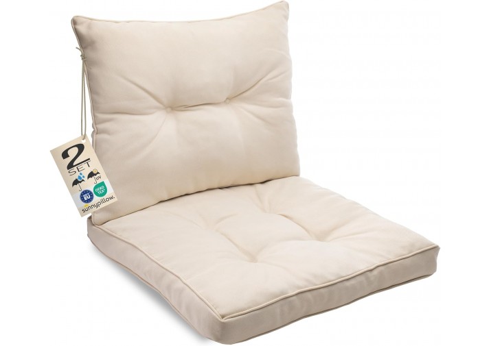 2er Set: Sitzkissen 60x60cm + Rückenlehne 60x40cm "Rattan" viele Farben zur Auswahl