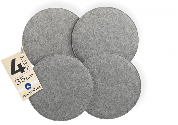 4er Set Stuhlkissen aus Filz Kissen rund Ø 36cm viele Farben zur Auswahl