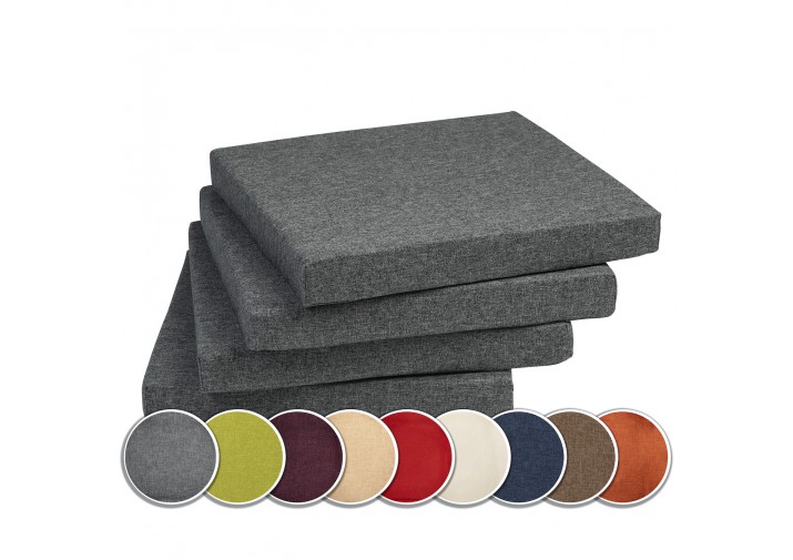 4er Set Stuhlkissen 40x40x3cm "FOX" viele Farben zur Auswahl