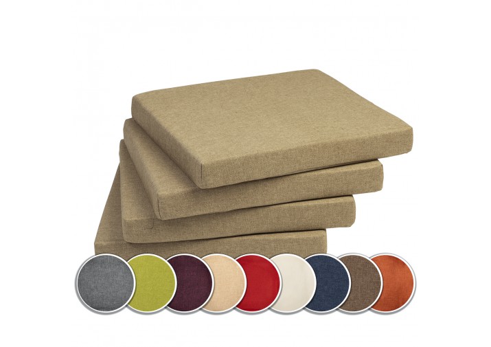 4er Set Stuhlkissen 40x40x3cm "FOX" viele Farben zur Auswahl