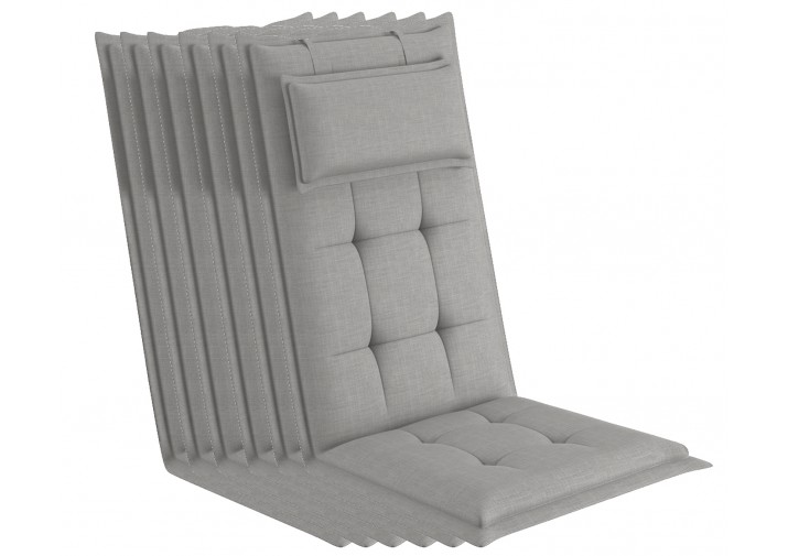 6 Stück Gartenstuhlauflagen 120x50x9cm mit abnehmbarem Kopfpolster